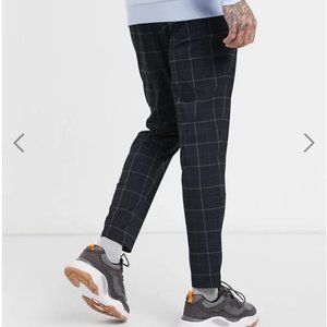 ASOS DESIGN Tapered Check Black and Tan Pant
